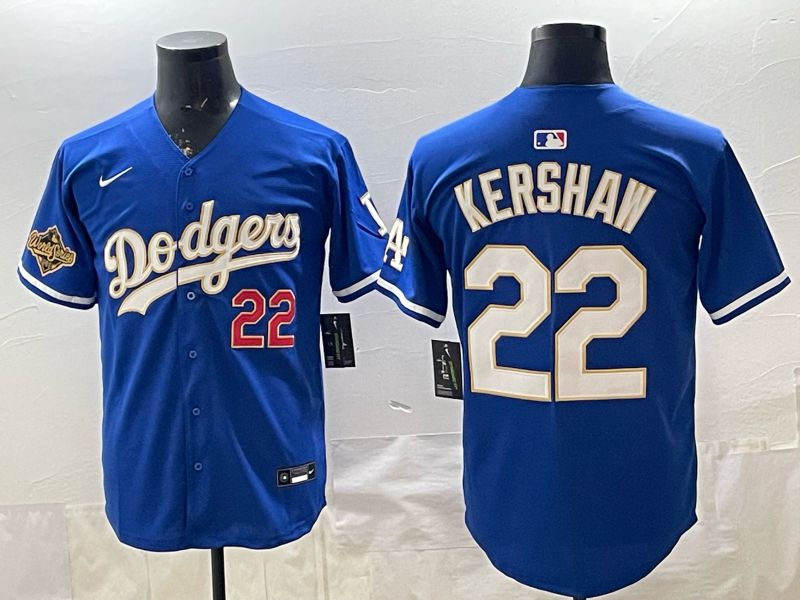 2026 Men Nike Los Angeles Dodgers #22 Kershaw Blue gold Game MLB Jersey 002->los angeles dodgers->MLB Jersey